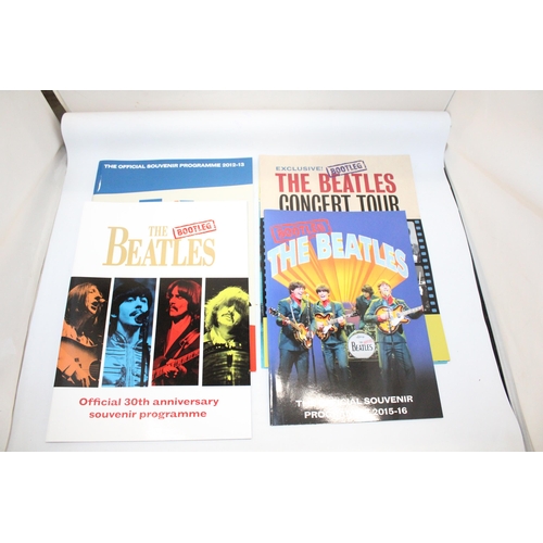 86 - SIX OFFICIAL SOUVENIR PROGRAMMES THE BOOTLEG BEATLES TO INCLUDD 2015 - 2016, 2016 - 2017, THE BEATLE... 