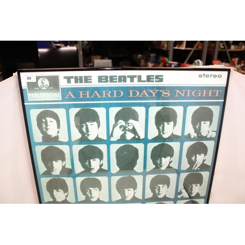 89 - A FRAMED BEATLES POSTER PARLOPHONE 