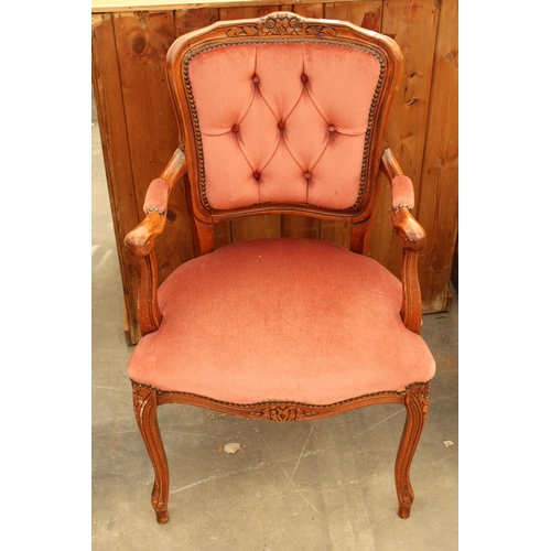 2876 - A CONTINENTAL STYLE OPEN ARMCHAIR