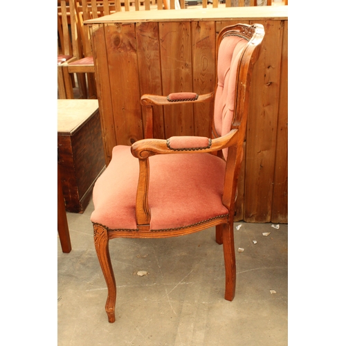 2876 - A CONTINENTAL STYLE OPEN ARMCHAIR