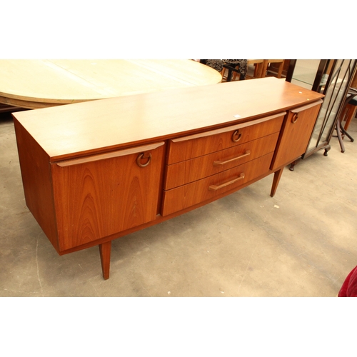 2880 - A RETRO TEAK BEAUTILITY SIDEBOARD ENCLOSING THREE DRAWERS AND TWO CUPBOARDS 72