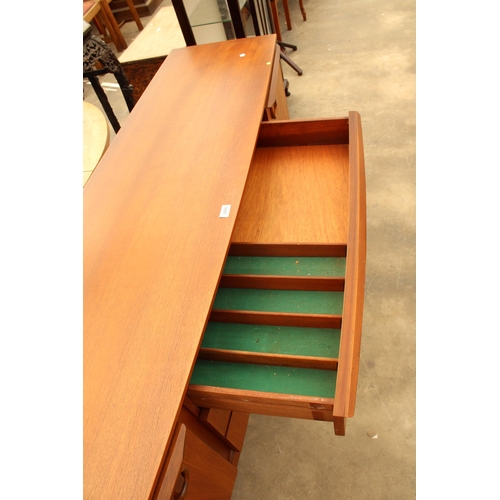 2880 - A RETRO TEAK BEAUTILITY SIDEBOARD ENCLOSING THREE DRAWERS AND TWO CUPBOARDS 72