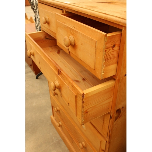 2883 - A PINE CHEST OF TWO SHORT AND FIVE LONG DRAWERS 36