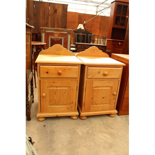 2887 - A PAIR OF PINE VICTORIAN STYLE BEDSIDE LOCKERS