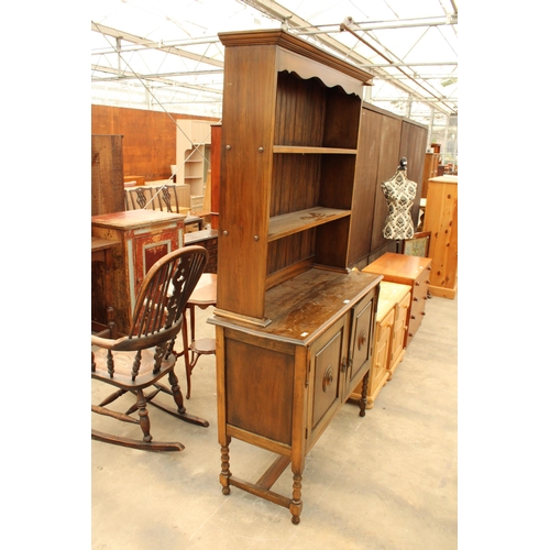 2888 - A MID 20TH CENTURY BEECH DRESSER WITH PLATE RACK, 42.5