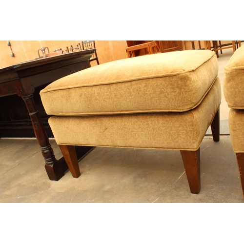 2900 - A MODERN UPHOLSTERED STOOL ON TAPERING LEGS, 27 X 21