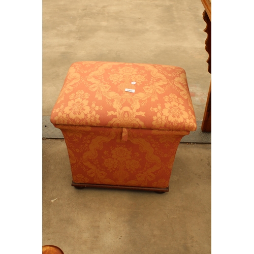 2906 - A VICTORIAN SARCOPHAGUS UPHOLSTERED OTTOMAN, 28 X 18