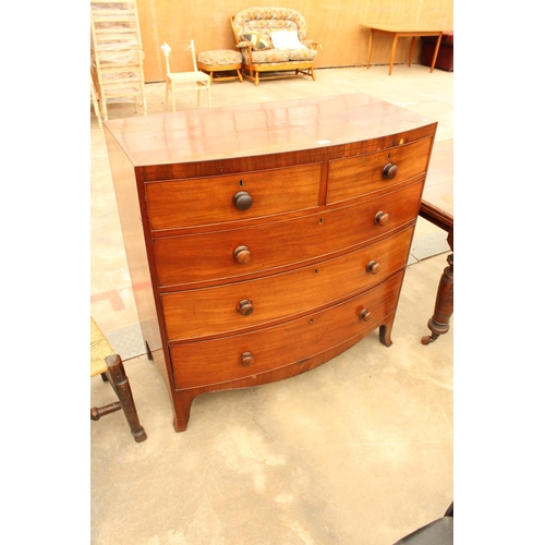 2917 - A VICTORIAN MAHOGANY CHEST OF TWO SHORT AND THREE LONG GRADUATED DRAWERS, 41.5