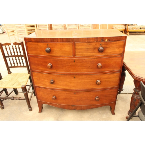 2917 - A VICTORIAN MAHOGANY CHEST OF TWO SHORT AND THREE LONG GRADUATED DRAWERS, 41.5