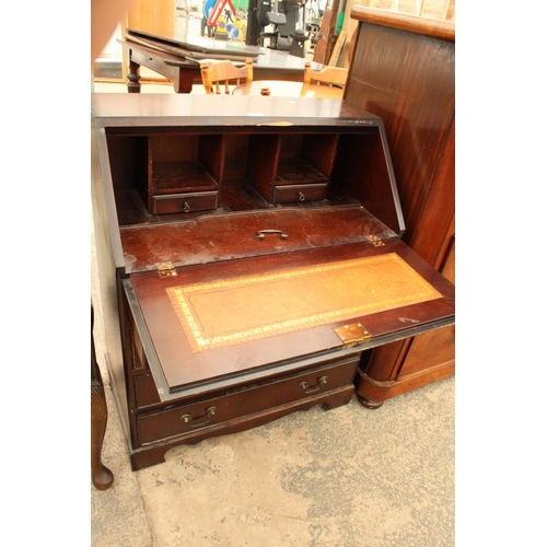 2922 - A MODERN MAHOGANY AND INLAID BUREAU, 30