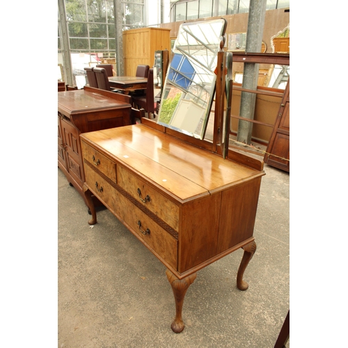 2924 - EARLY 20TH CENTURY WALNUT DRESSING TABLE ON CABRIOLE LEGS, 48