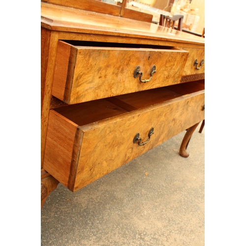 2924 - EARLY 20TH CENTURY WALNUT DRESSING TABLE ON CABRIOLE LEGS, 48