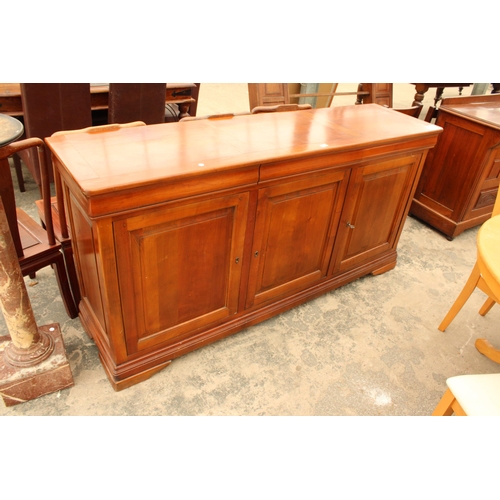 2926 - A MODERN CHERRY WOOD SIDEBOARD ENCLOSING THREE DRAWERS AND THREE CUPBOARDS, 72