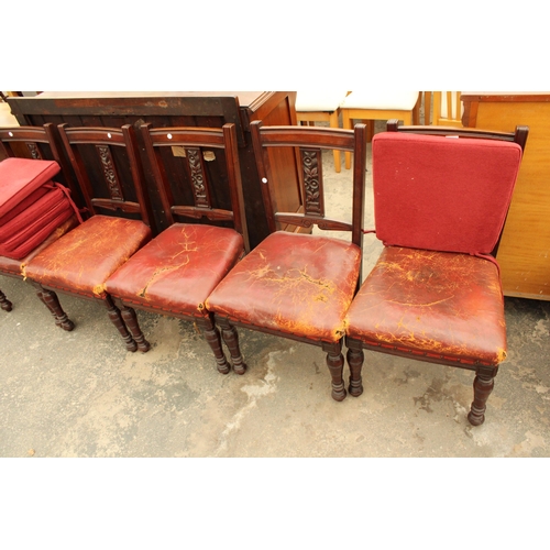 2929 - A SET OF SIX LATE VICTORIAN MAHOGANY PARLOUR CHAIRS ON TURNED FRONT LEGS