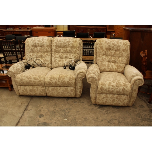 2932 - AN ELECTRIC RECLINING TWO SEATER SETEE AND CHAIR