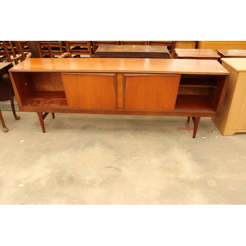 2937 - A ROYAL HERITAGE RETRO TEAK SIDEBOARD INCLUSIVE THREE DRAWERS AND THREE SLIDING DOORS, ONE BEING THR... 