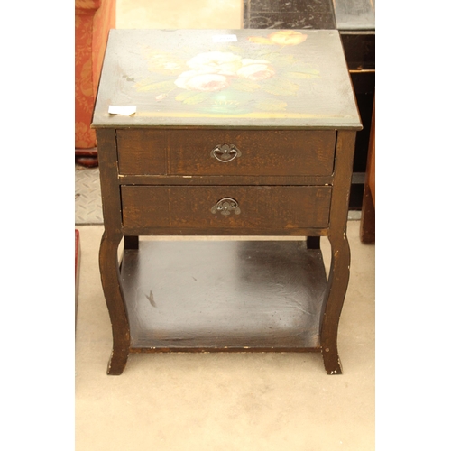 2940 - A MODERN TWO DRAWER CHEST WITH FLORAL PAINTED TOP. 15