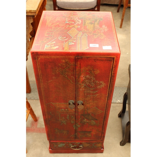 2941 - A MODERN ORIENTAL RETRO CD CABINET WITH CHINOISERIE STYLE DECORATION