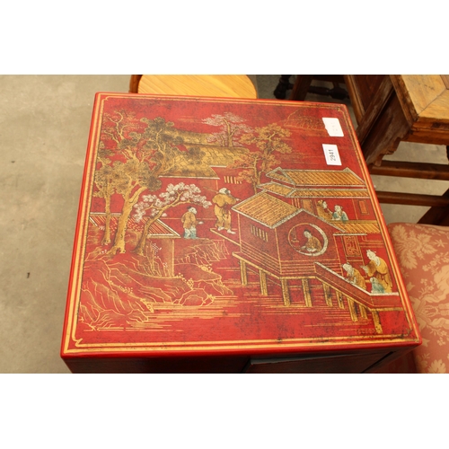 2941 - A MODERN ORIENTAL RETRO CD CABINET WITH CHINOISERIE STYLE DECORATION