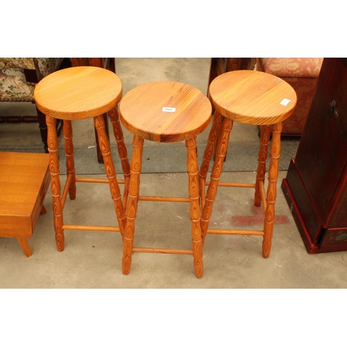 2942 - THREE MODERN PINE STOOLS