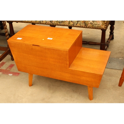 2943 - A RETRO VANSON SEWING BOX /TABLE WITH TWO DRAWERS.