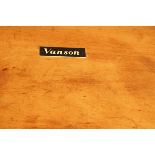 2943 - A RETRO VANSON SEWING BOX /TABLE WITH TWO DRAWERS.