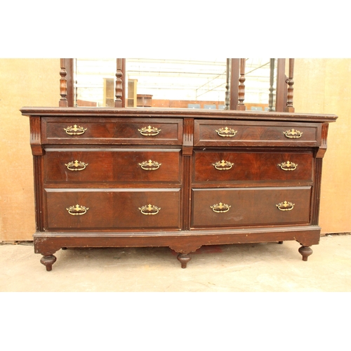 2947 - A VICTORIAN MIRROR-BACK SIDEBOARD WITH SIX DRAWERS TO REVERSE, 70.5