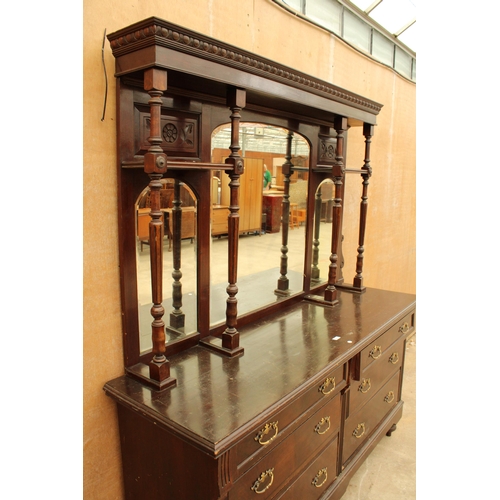 2947 - A VICTORIAN MIRROR-BACK SIDEBOARD WITH SIX DRAWERS TO REVERSE, 70.5