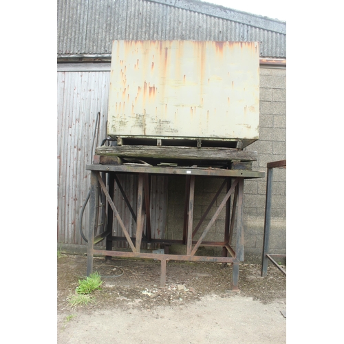 197 - FUEL TANK WITH CONTENTS, 2 SLEEPERS AND STAND  + VAT