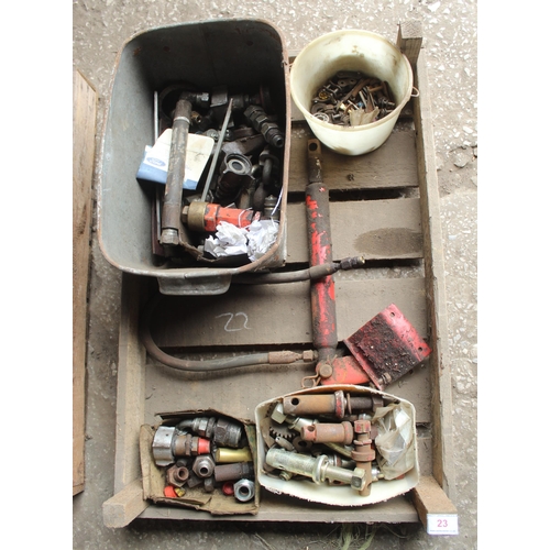 23 - SPRITTING BOX OF OIL PIPE, PINS ETC.  + VAT