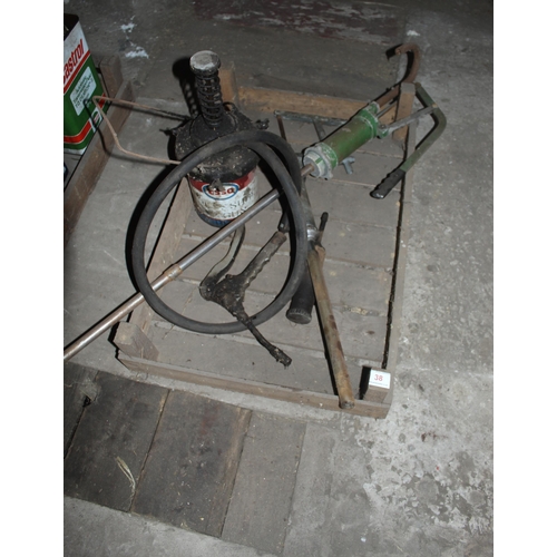 38 - SPRITTING BOX OF GREASE AND BARREL PUMP  + VAT