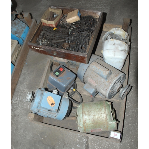 59 - SPRITTING BOX WITH 3 ELECTRIC MOTORS, CHAINS ETC.  + VAT