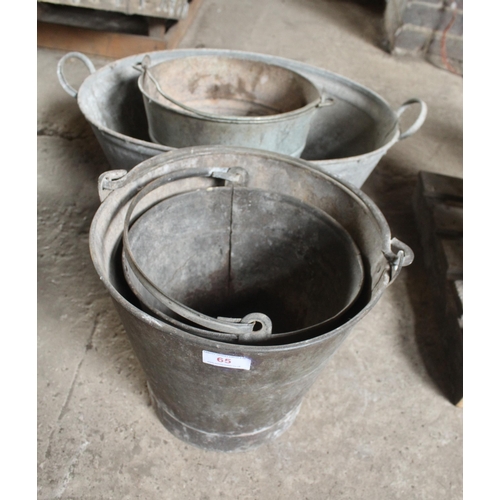 65 - 4 GALVANISED BUCKETS  + VAT