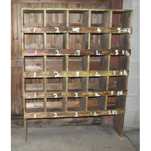 8 - WOODEN RACK WITH 25 PIGEON HOLES  + VAT