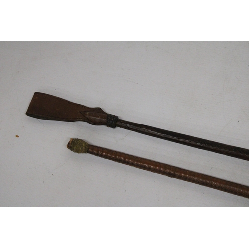 9 - TWO VINTAGE RIDING CROPS WITH DISPATCHER BLADES