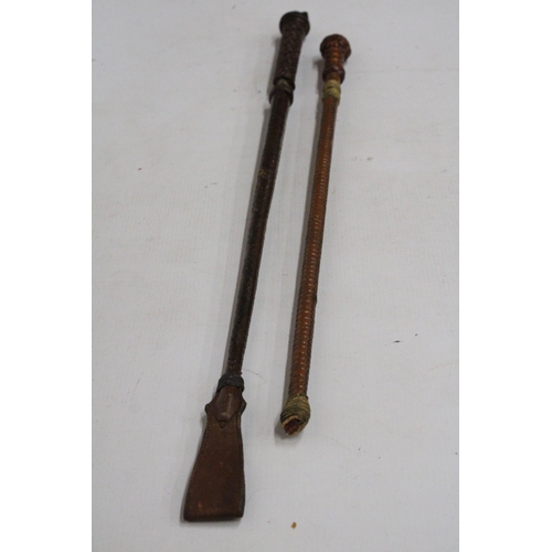 9 - TWO VINTAGE RIDING CROPS WITH DISPATCHER BLADES