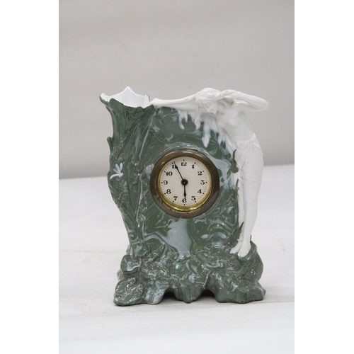 15 - AN ART NOVEAU LADY MANTLE CLOCK