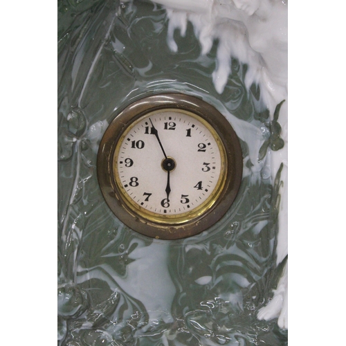 15 - AN ART NOVEAU LADY MANTLE CLOCK