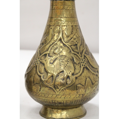 37 - A PAIR OF MIDDLE EASTERN BRASS VASES, HEIGHT 29CM