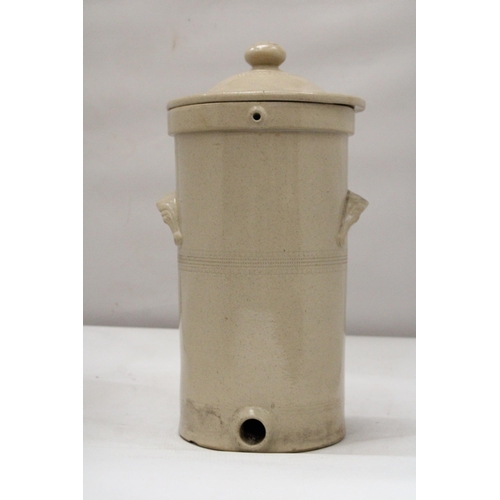 43 - A CERAMIC GLAZED W.M. JOWETTS MANCHESTER WATER FILTER WITH LID