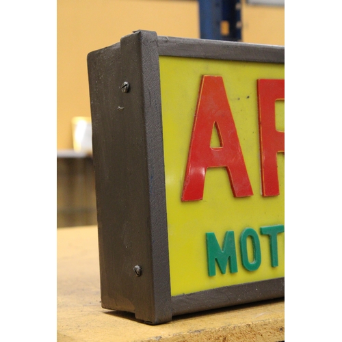 56 - AN ILLUMINATED ARIEL MOTORCYCLES SIGN - 41.5 CM X 24.5 CM