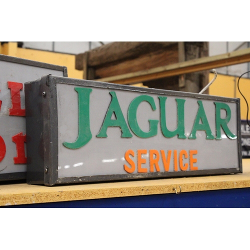 59 - AN ILLUMINATED JAGUAR SERVICE SIGN - 87 X 22.5 CM