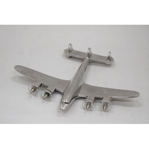 122 - A ART DECO STYLE METAL CHROME BOMBER PLANE