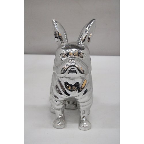 162 - A LARGE CHROME BULLDOG, HEIGHT 29CM