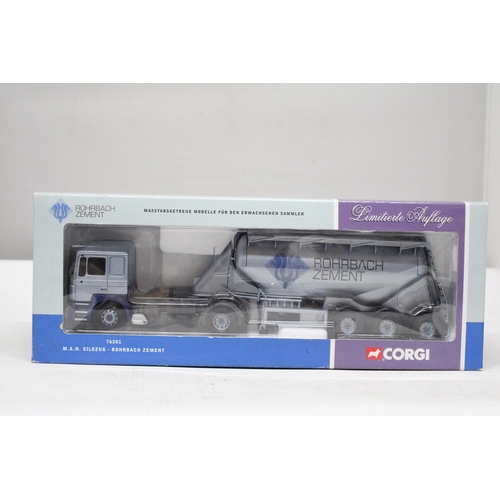 270 - A CORGI MODEL, 76301, MAN LORRY, ROHRBACH ZEMENT, LIMITED EDITION - AS NEW IN BOX