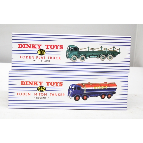 375 - TWO ATLAS DINKY MODELS TO INCLUDE, A 905 FODEN FLAT TRUCK WITH CHAIN AND A 942 FODEN 14 TON TANKER -... 