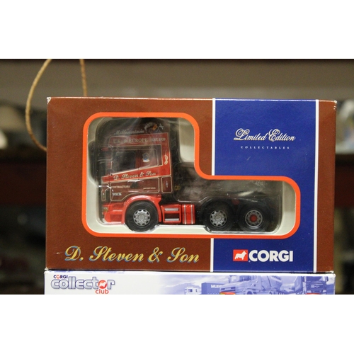 378 - TWO CORGI TRUCKS TO INCLUDE, A LIMITED EDITION MERCEDES BENZ AACTROS AND A LIMITED EDITION D. STEVEN... 