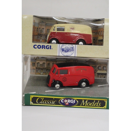 380 - EIGHT CORGI MODELS OF MORRIS J VANS - ALL AS NEW IN BOXES