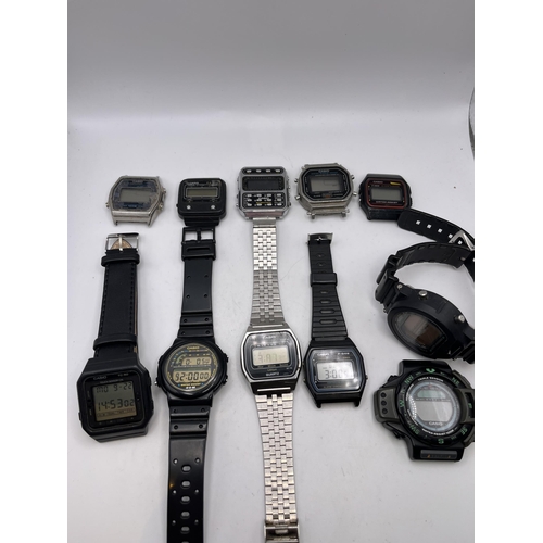 602 - ELEVEN VINTAGE CASIO DIGITAL WATCHES INCLUDING CFX 200, F 200, X11 - SOME RARE EXAMPLES, SOME WORKIN... 