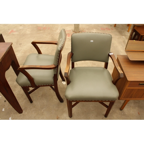 2640 - A PAIR OF MID 20TH CENTURY BEECH ELBOW CHAIRS